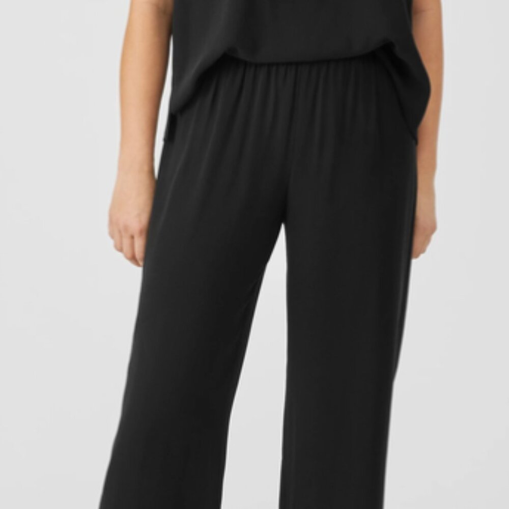 Eileen Fisher Silk Georgette Crepe Straight Pant